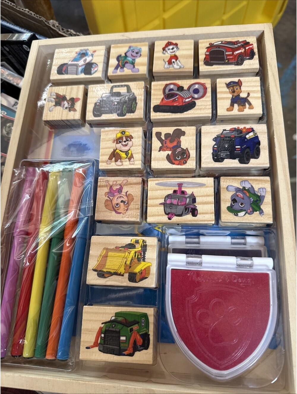 Melissa & Doug Paw Patrol Wooden Rubber Stamp Set 25 Pieces Cartoons Animals